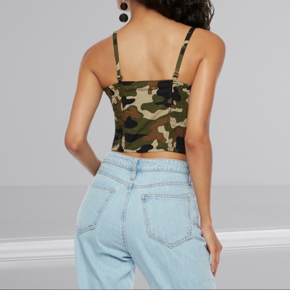 NWT - Camo Zip Front Lace Trim Bustier - Picture 3 of 8